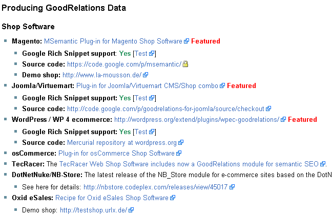 screenshot of one part of Good Relations wiki, shows list of tools available for creating the data