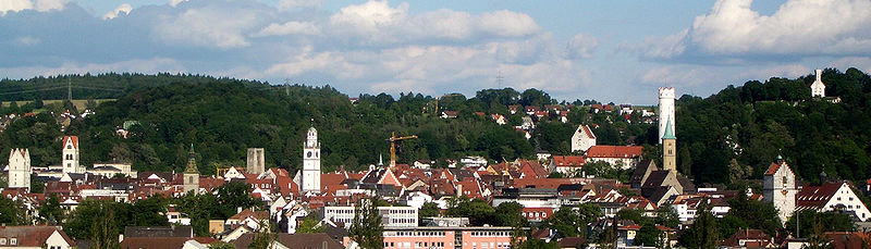 Wide angle shot of Ravensburg rooftops