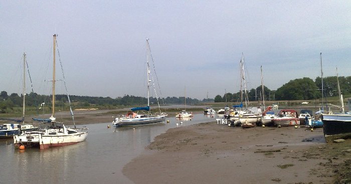 View down river at mid tide.