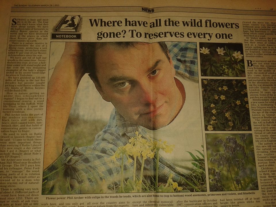 Photograph of a feature in the Sunday Telegraph from my time working with Suffolk Wildlife Trust